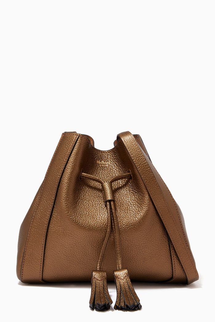 

Mini Millie Shoulder Bag in Metallic Small Grain Leather, Gold