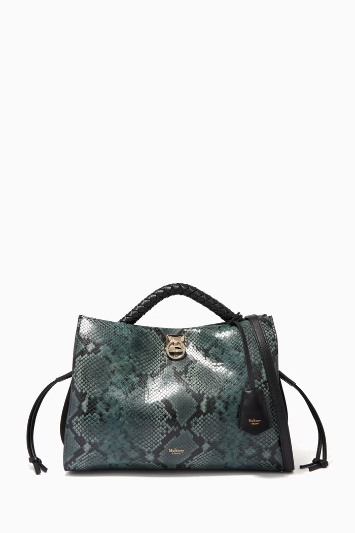 

Iris Tote Bag in Python Printed Leather, Green