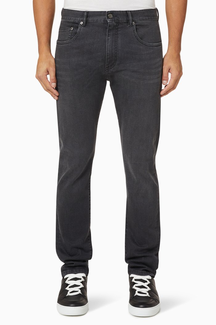 

Stretch Cotton 5-Pocket Jeans, Black