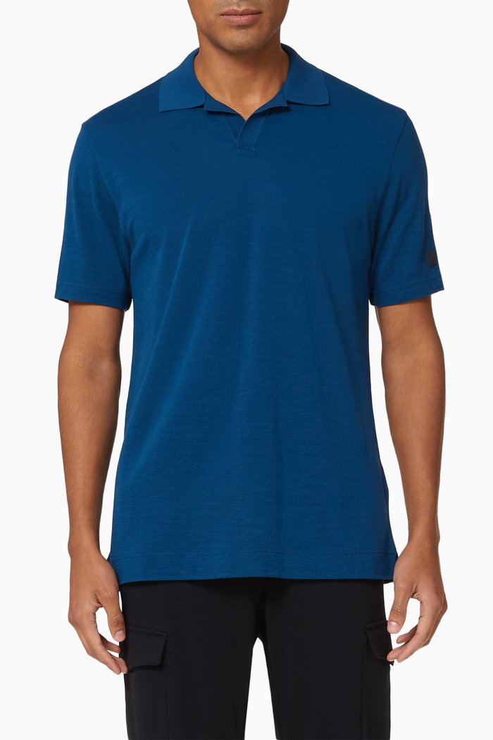 

TECHMERINO™ Wool Piquet Knit Polo, Blue