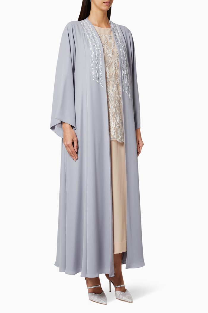 

Beaded Bisht Set, Grey