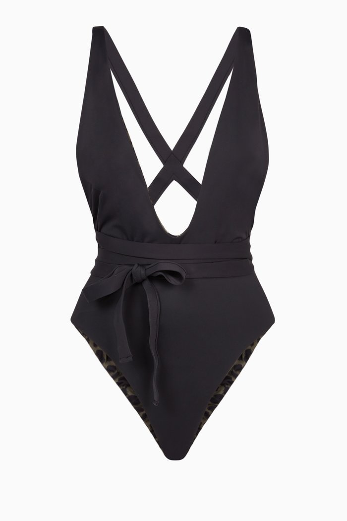 

Reversible Dip Dive One-Piece Swimsuit, Black