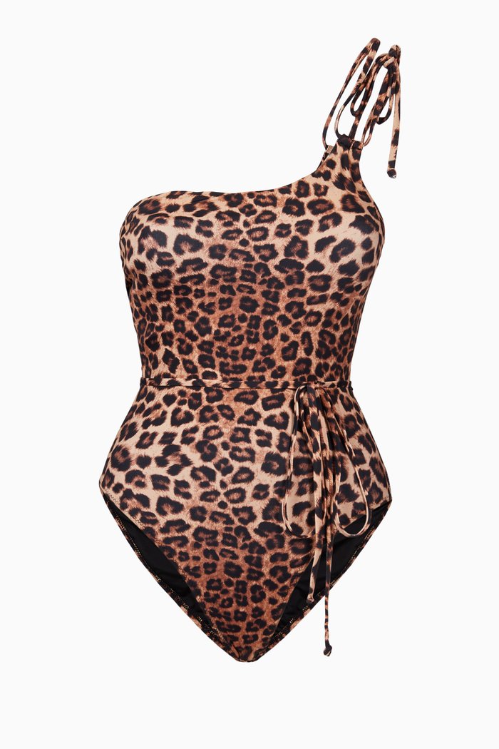 

Shoulder Tie One-Piece Swimsuit, Multicolour