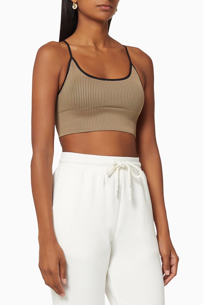 Seamless Ribbed Bra, Brown