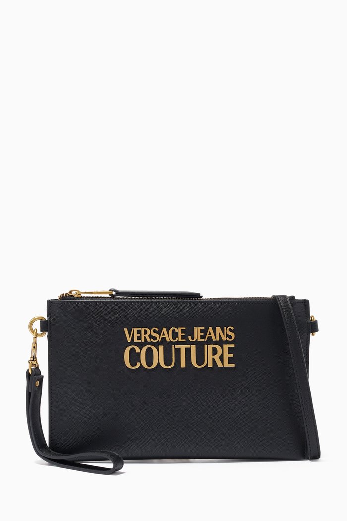 

Flat Wristlet Pouch in Faux Leather, Black