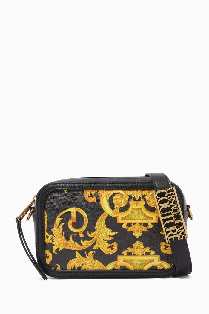 

Camera Bag in Logo Baroque Faux Leather, Yellow