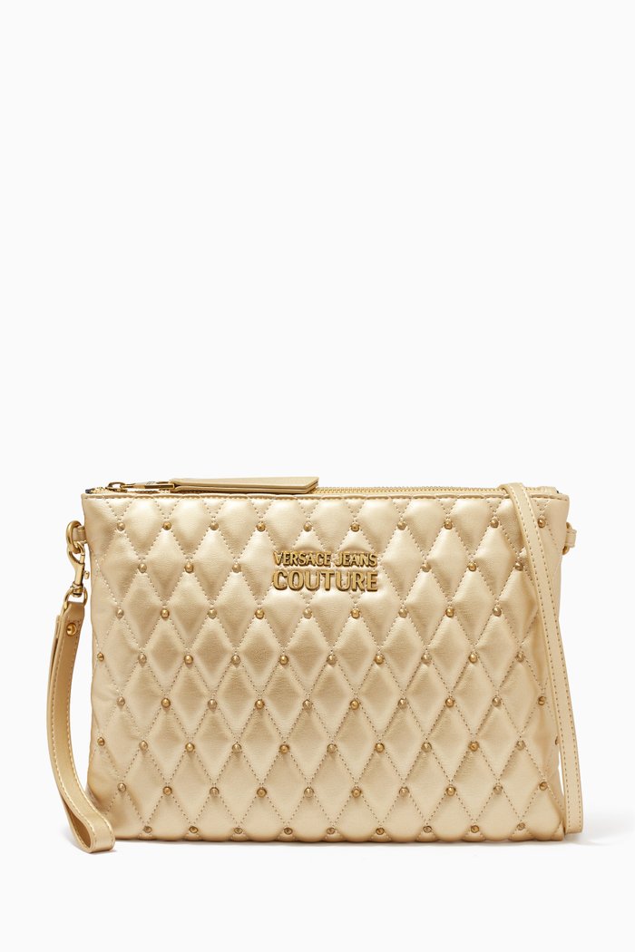 

Mallory Pouch in Quilted Metallic Faux Leather, Gold