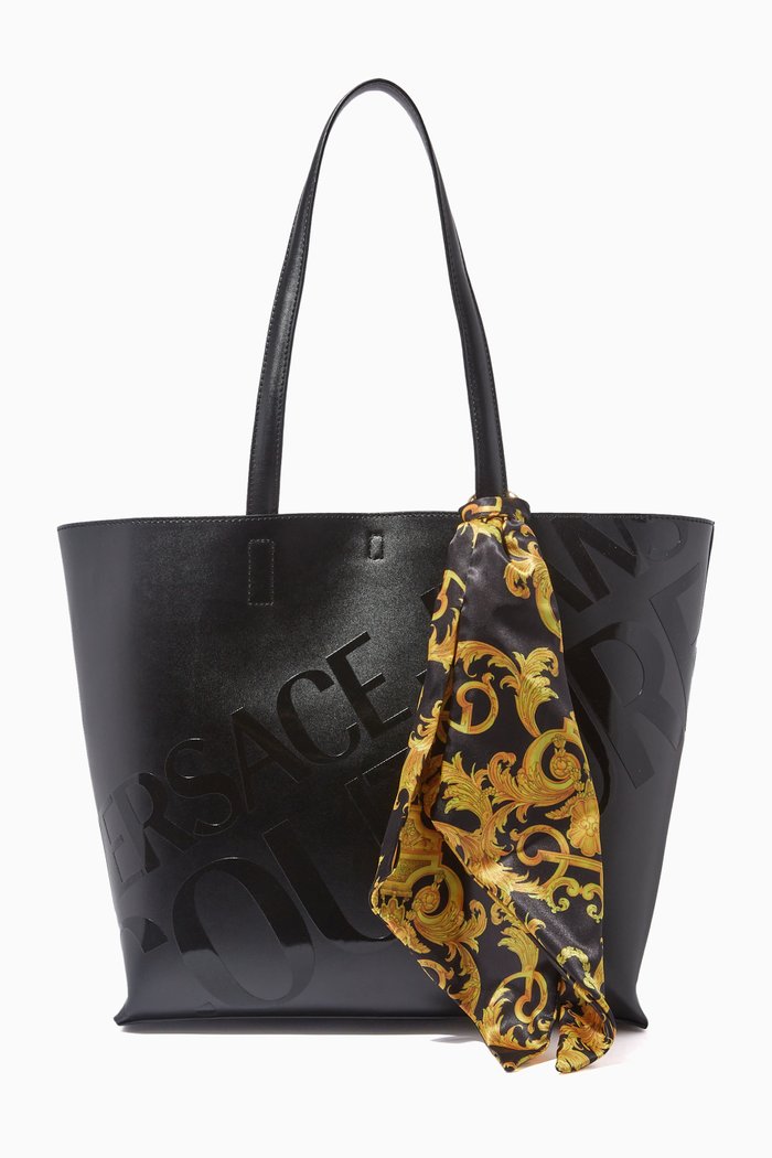 

Logo Tote Bag in Faux Leather, Black