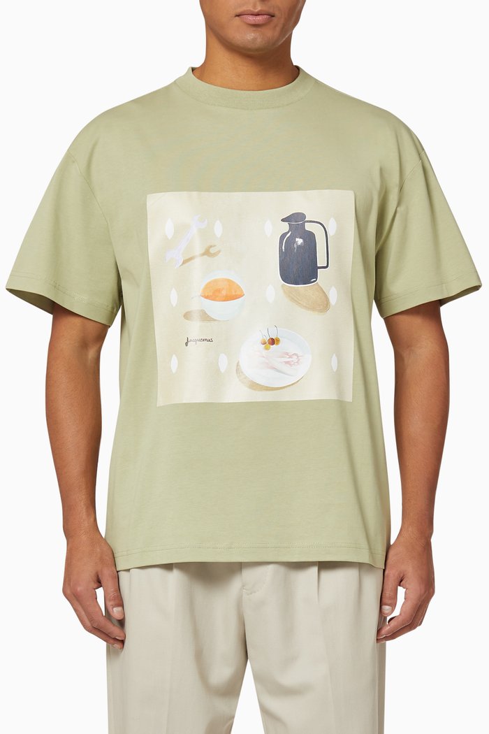 Le T-shirt Tableau in Cotton, Green