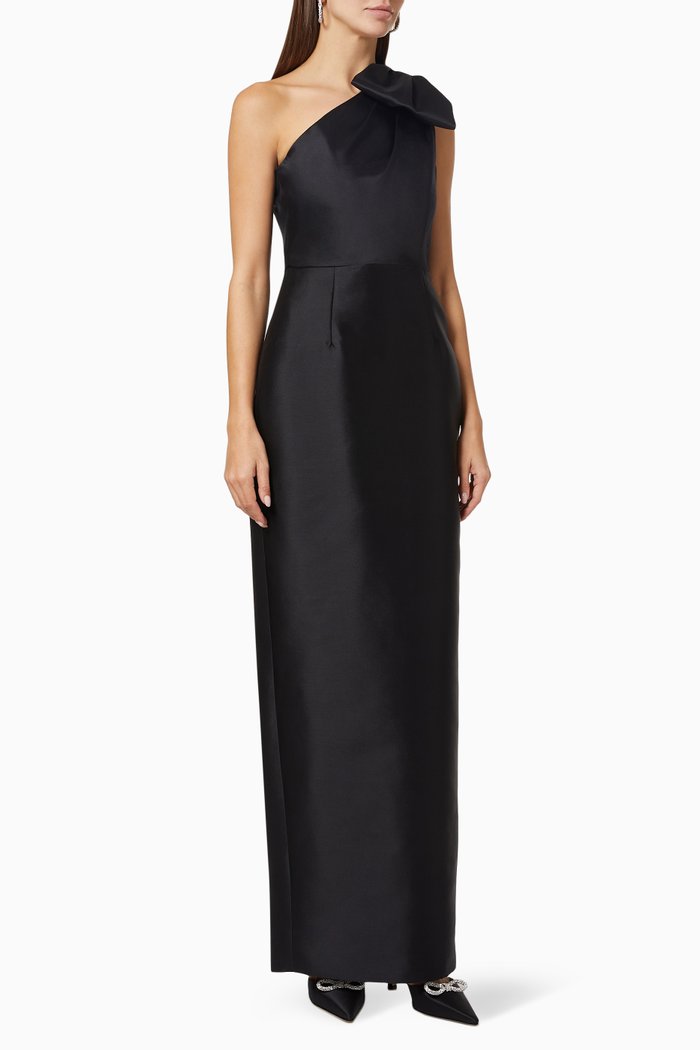 

Gabriella Column Gown in Silk, Black