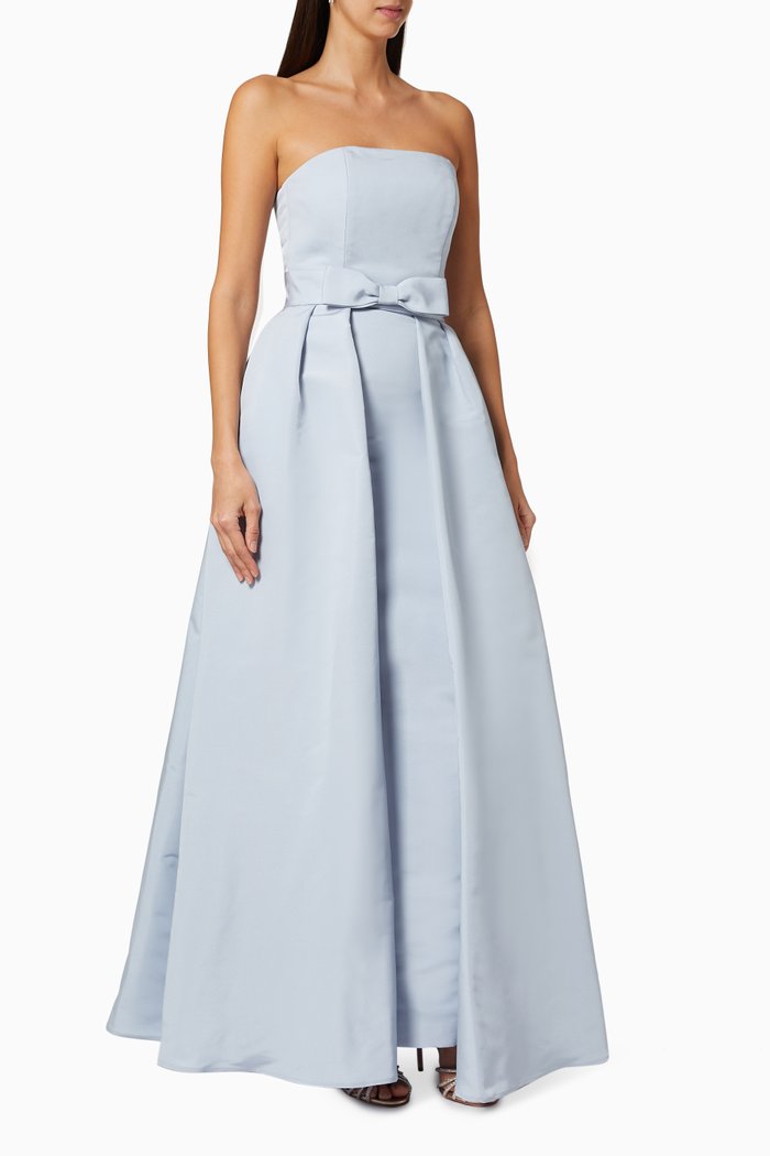 

Convertible Silk Column Gown, Blue