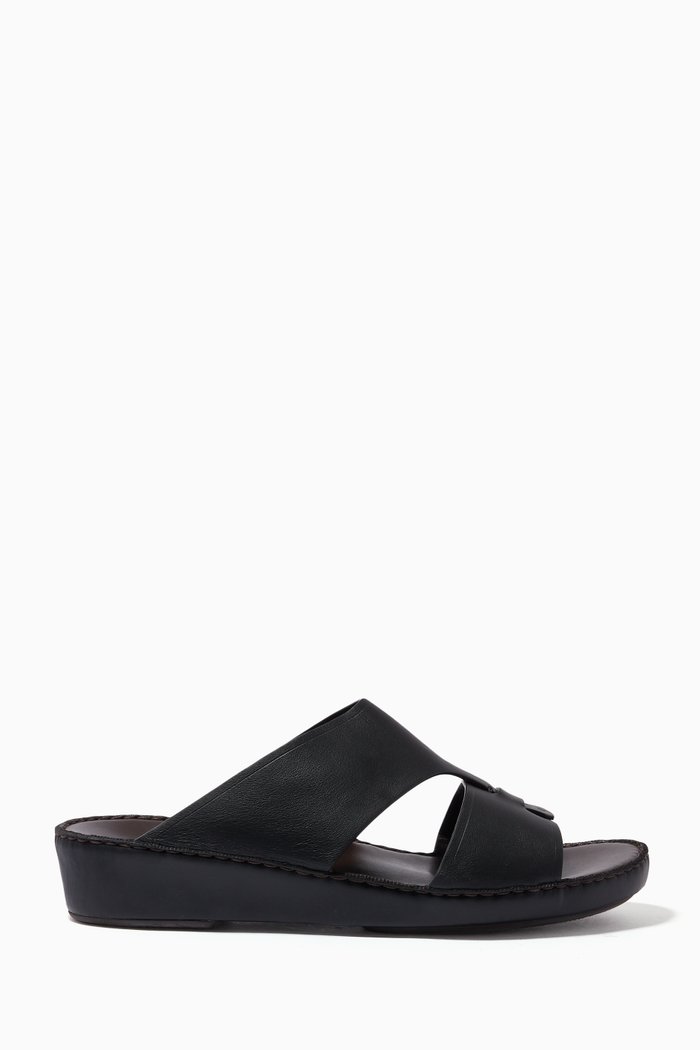 Sandals in Leather, Black