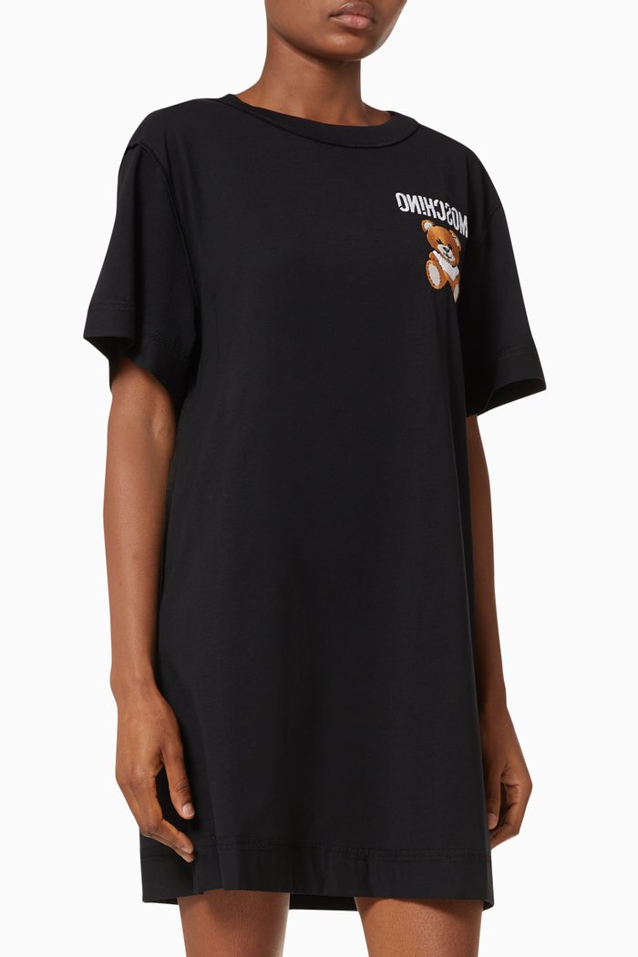 

Inside Out Teddy Bear T-shirt Dress in Cotton, Black