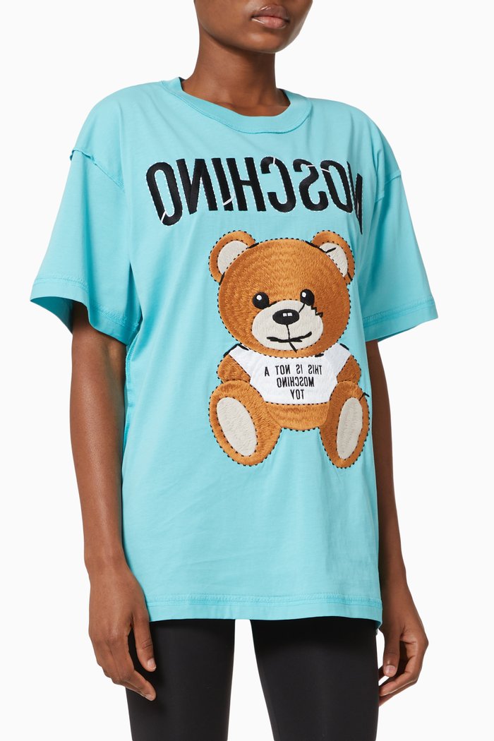 

Inside Out Teddy Bear Oversized T-shirt in Cotton, Blue