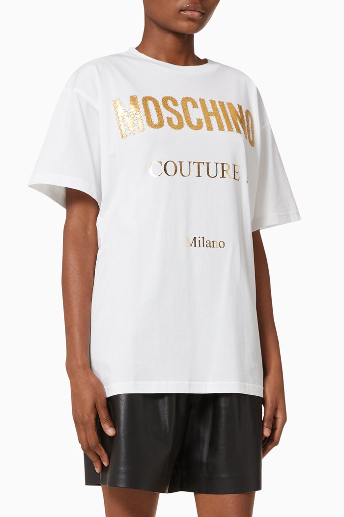 

Gold Logo Oversized T-shirt in Cotton, White