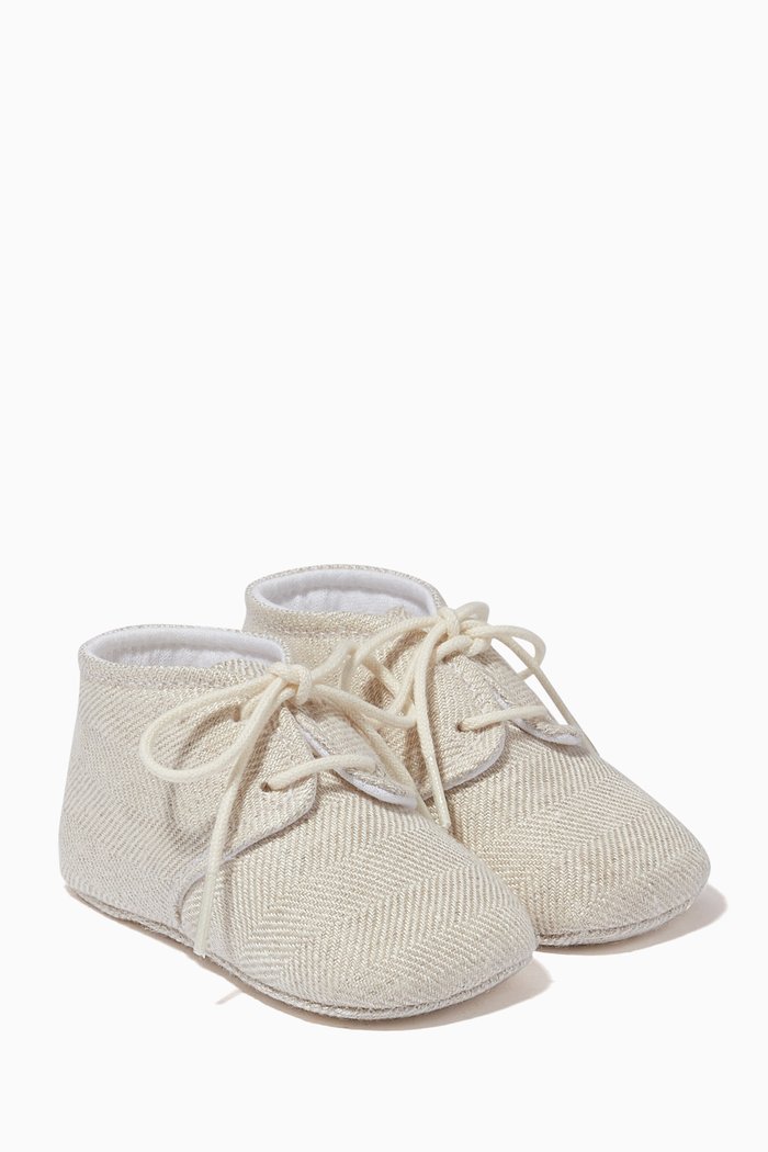 Lace-Up Shoes in Cotton, Neutral