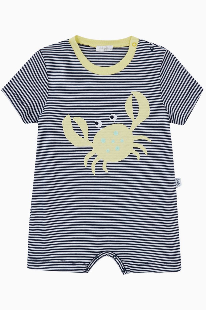 

Striped Crab Romper in Cotton, Blue