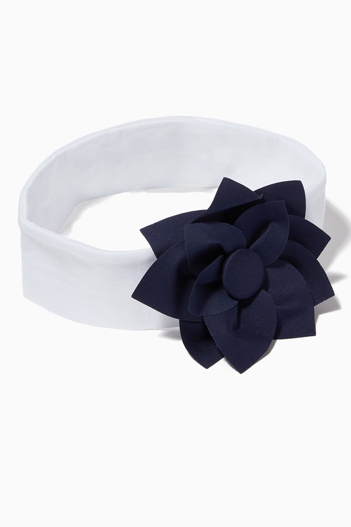 

Floral Appliqué Newborn Headband in Cotton, White