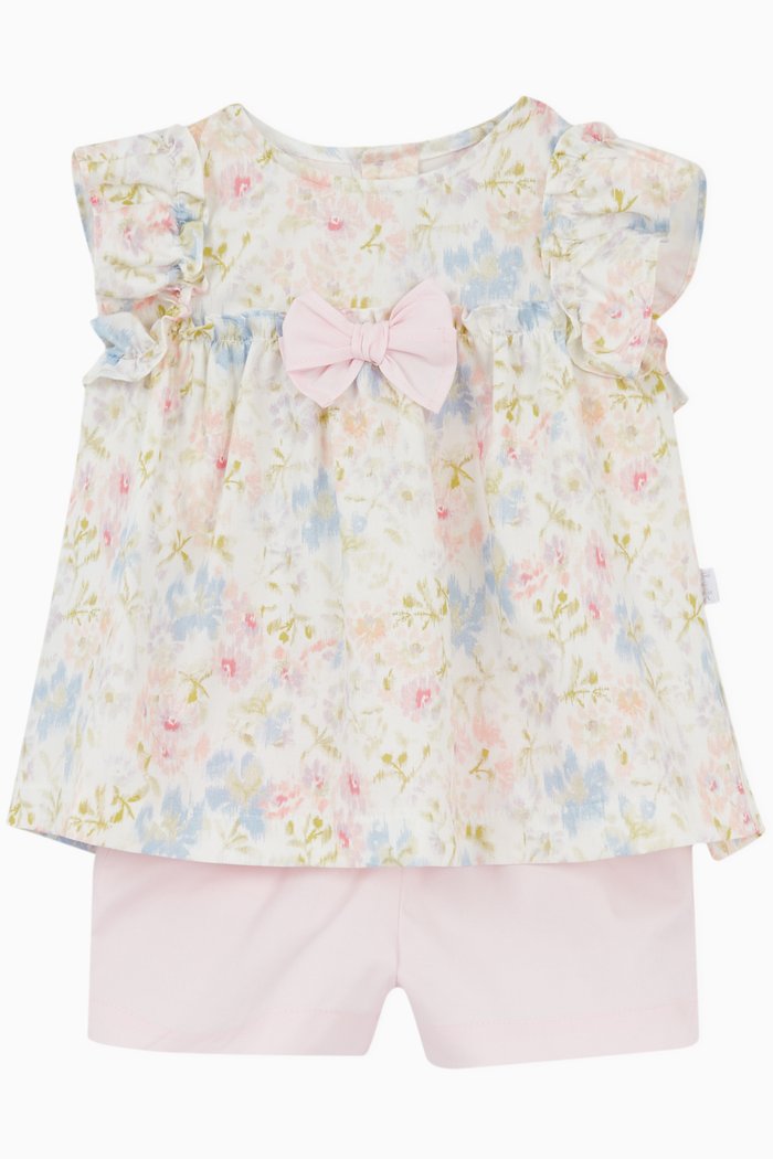 

Floral-Print Top & Shorts Set in Cotton, Pink