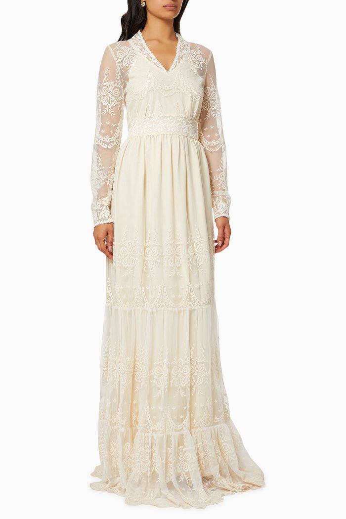 

Yaseloise Embroidered Lace Wedding Dress, White
