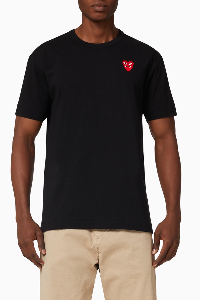 Heart Logo Cotton T-shirt, Black