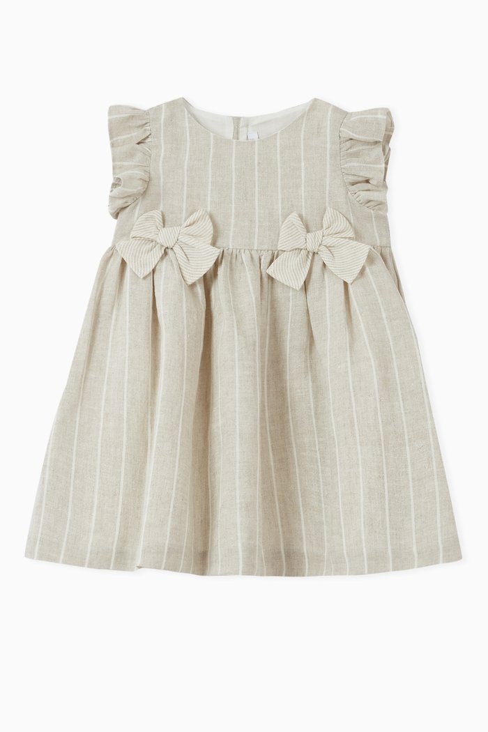

Striped Ruffled Dress, Neutral
