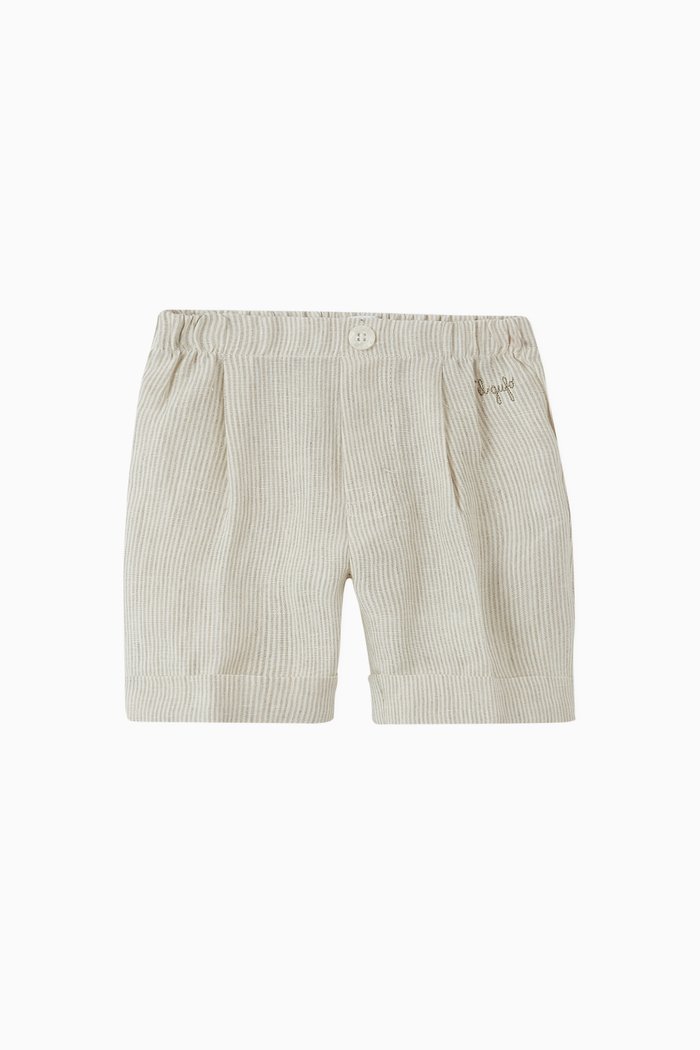 

Striped Linen Shorts, Neutral