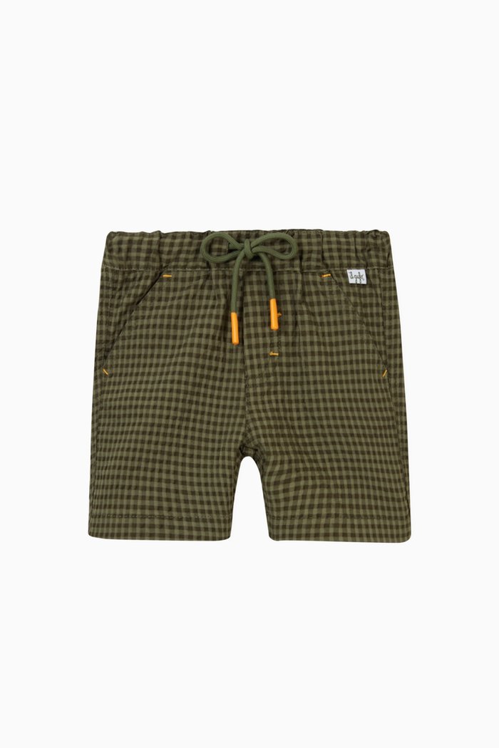 

Gingham Check Shorts in Stretch Cotton Blend, Green