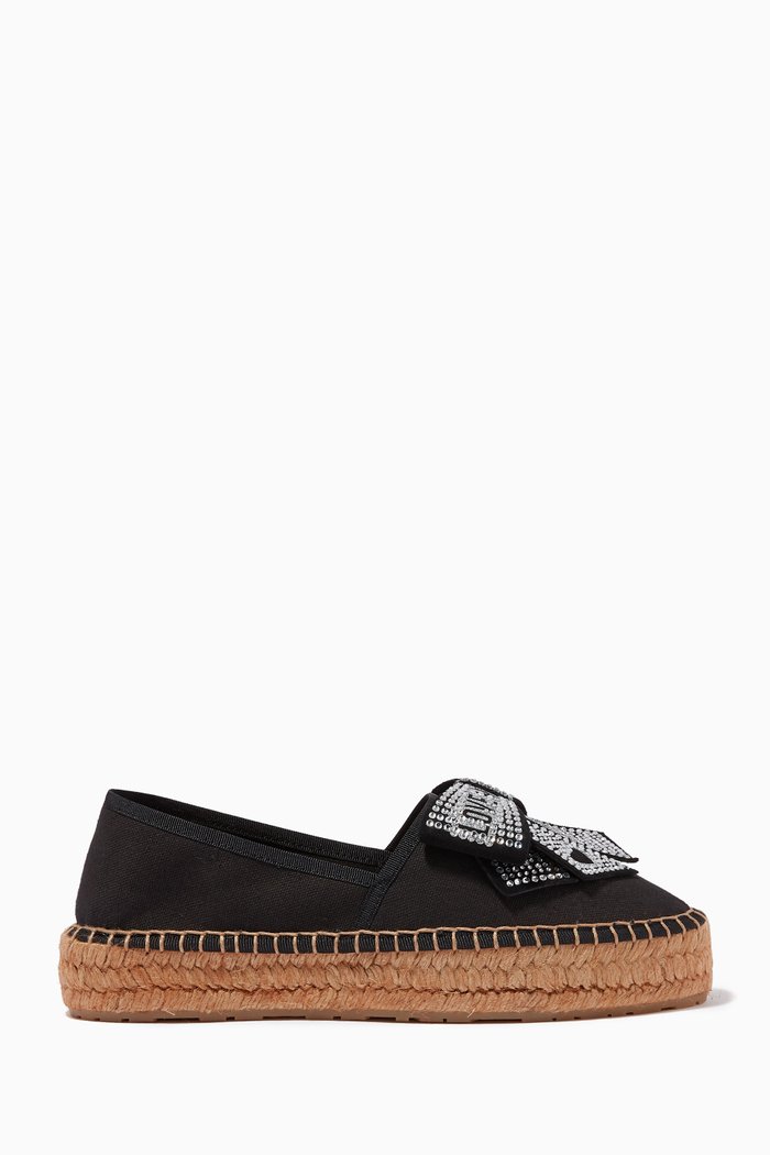 

Chunky Espadrilles in Textile & Raffia, Black