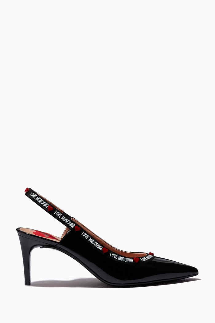 

Logo Tape Pumps in Leather, Black
