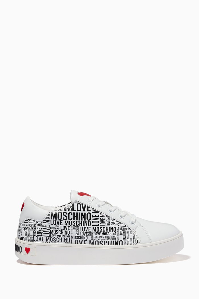 

Graphic Logo Sneakers in Leather, White
