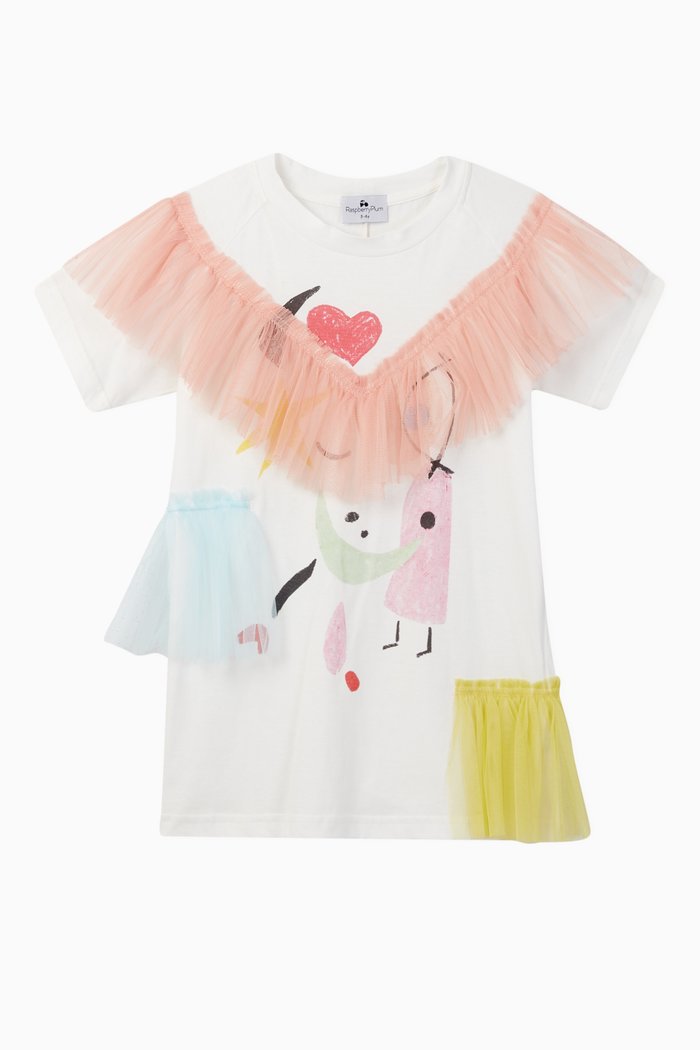 

Lotti Mesh Frills T-Shirt Dress, Neutral