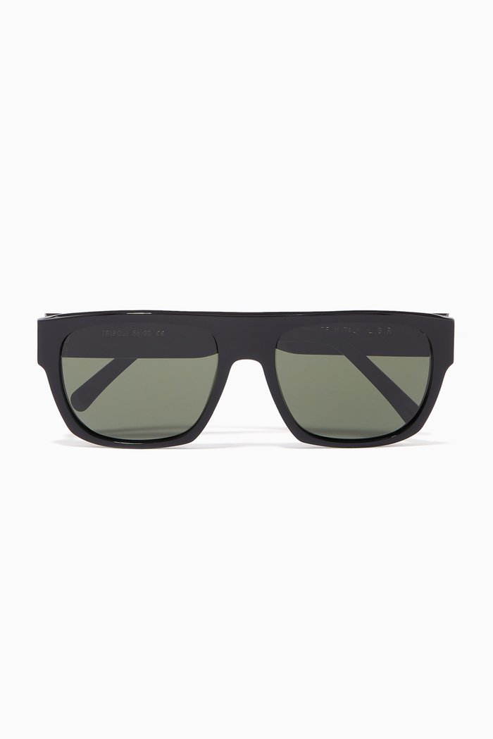 

Tripoli Rectangle Sunglasses in Acetate, Black