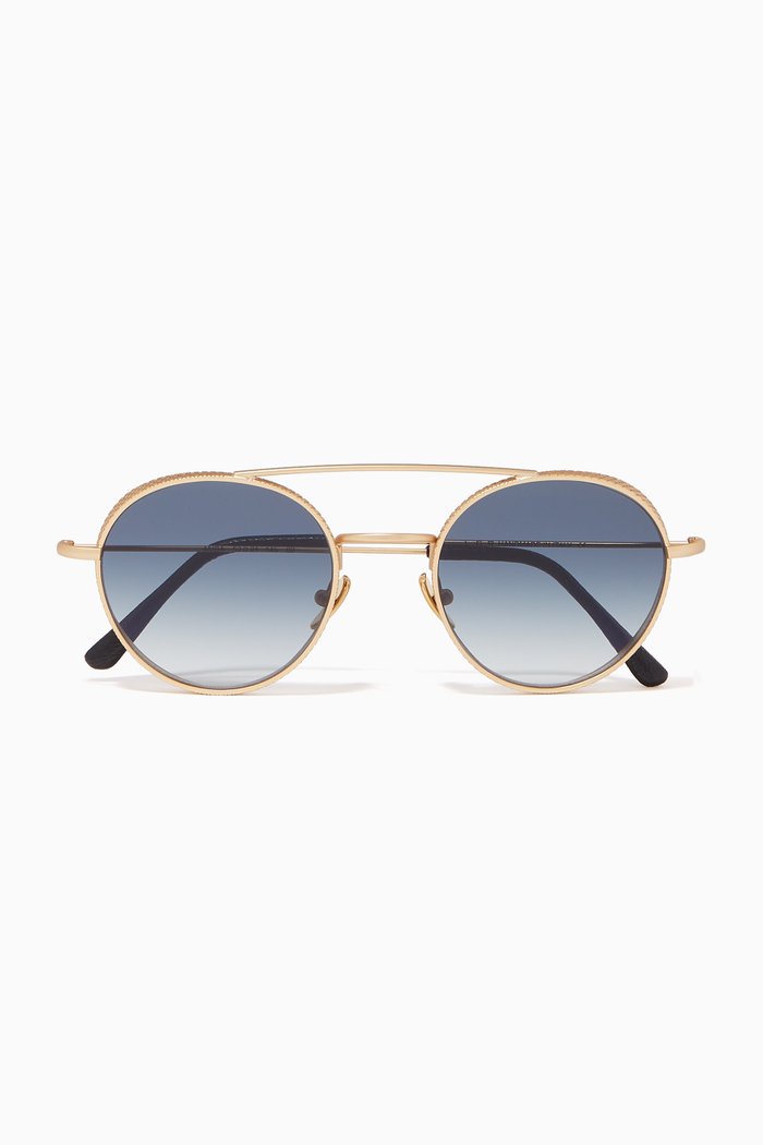 

Amba Round Sunglasses in Metal, Gold