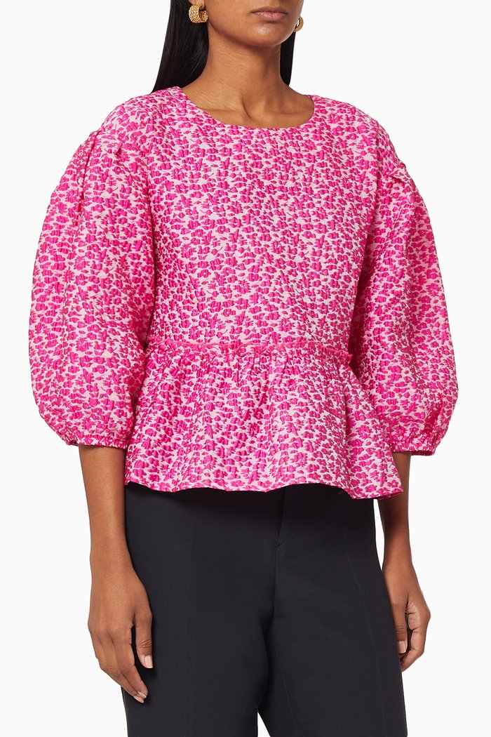 

Rosa Pufferme Peplum Top, Pink
