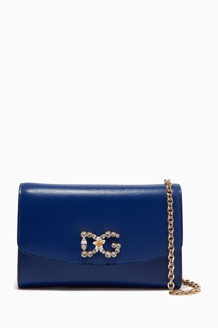 

Mini Bag in Dauphine Leather, Blue
