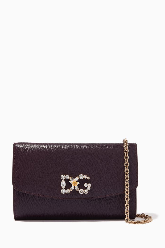 

Mini Bag in Dauphine Leather, Burgundy