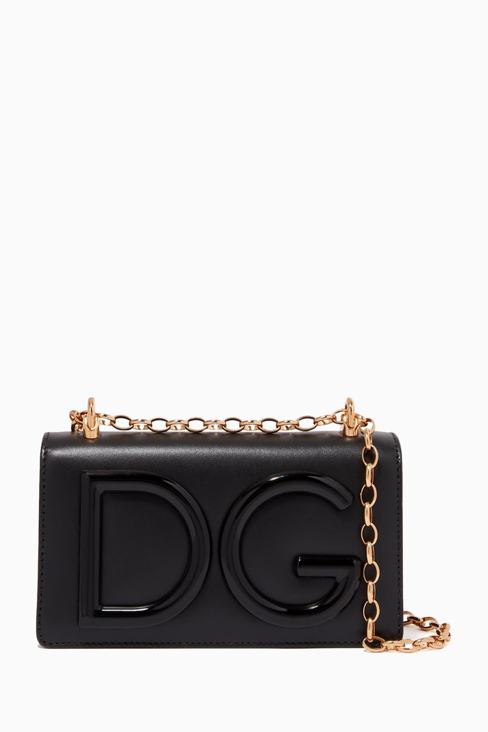 

DG Girls Phone Bag in Leather, Black