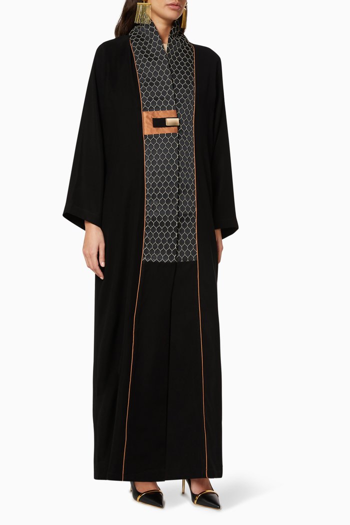 

Contrasting Panel Abaya, Black