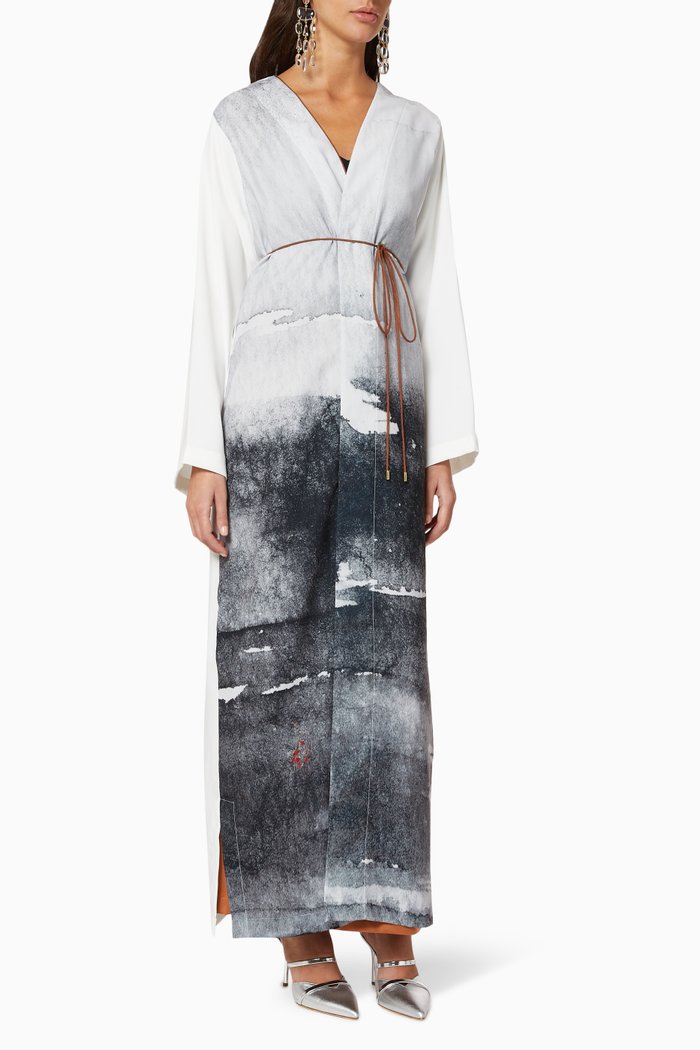 

Printed Crepe Abaya, Neutral