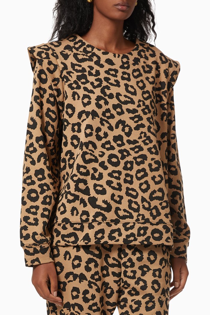 

Leopard Print Ruffle Sweatshirt in Cotton, Multicolour