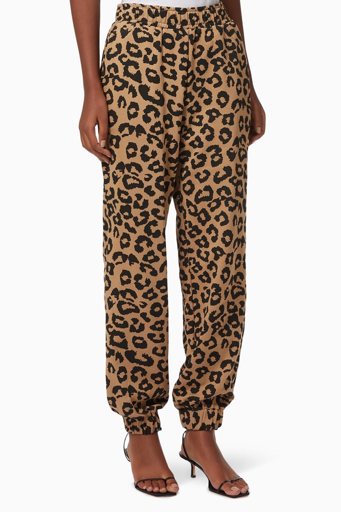 

Leopard Print Cuffed Sweatpants in Cotton, Multicolour
