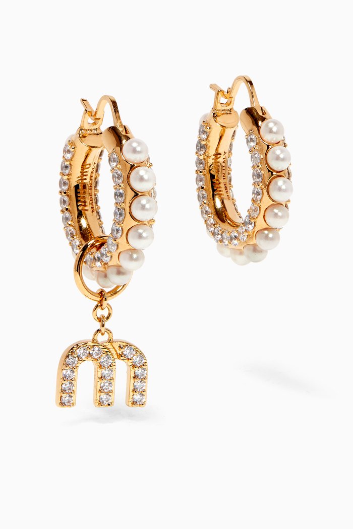 

Miu Pearl Pendant Earrings in Metal, Gold