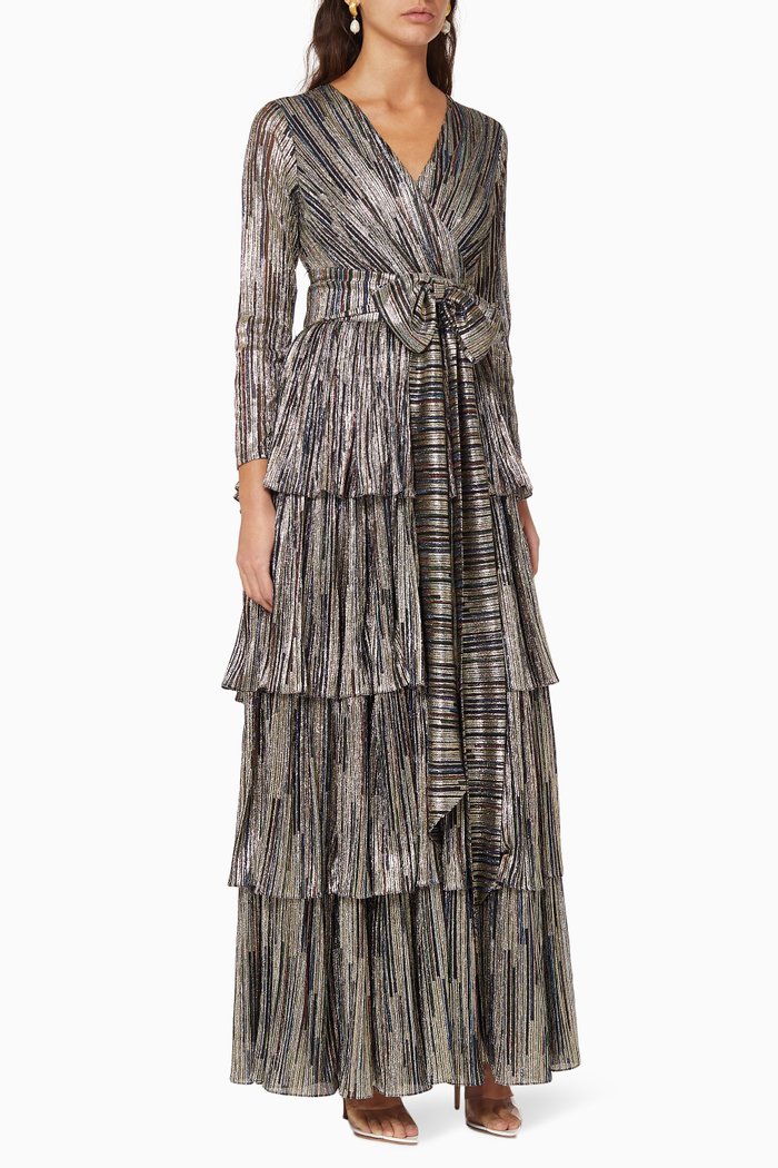 

Silk Shimmer Tiered Dress, Multicolour