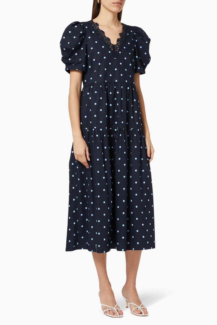 Yascappa Dress in Organic Cotton, Blue
