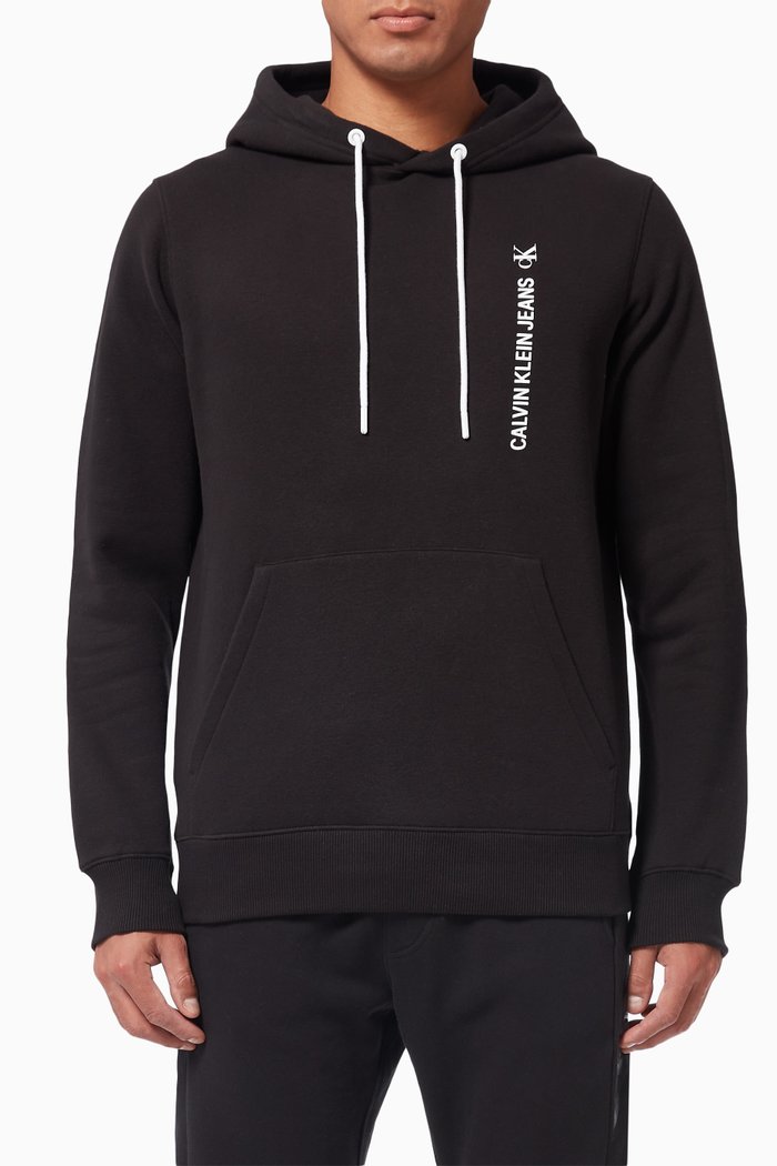 

Graphic Logo Hoodie in Cotton Blend, Black