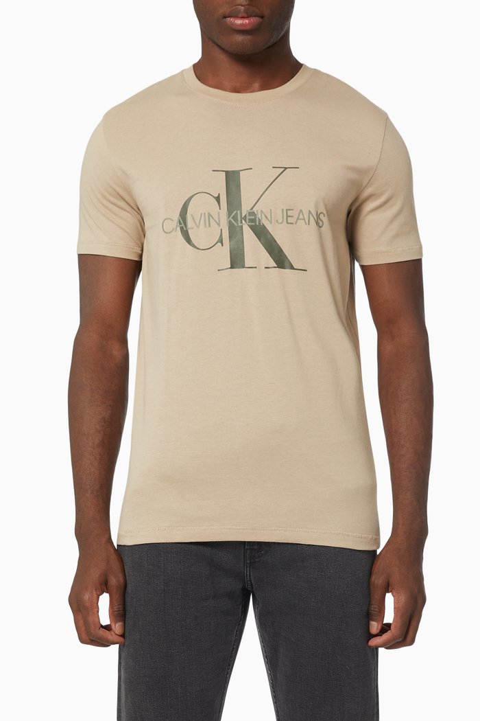 

CK Monogram T-shirt in Organic Cotton, Neutral
