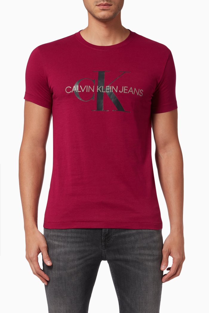 

Monogram T-shirt in Organic Cotton, Burgundy