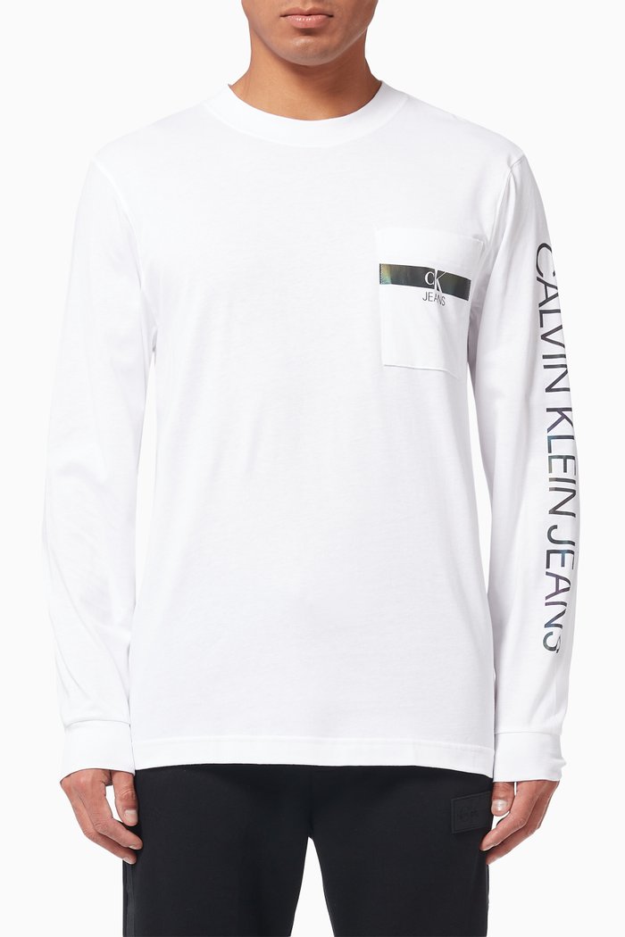

Logo Long Sleeves T-shirt in Organic Cotton, White