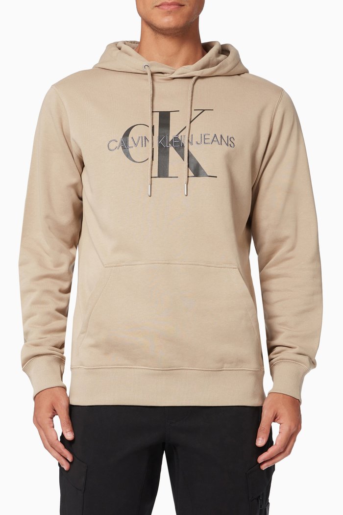 

Monogram Logo Hoodie in Cotton Fleece, Neutral